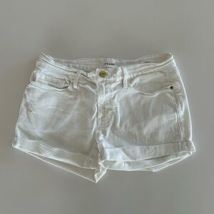 Frame Le Cutoff White Denim Shorts